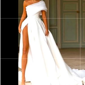 Gorgeous taffeta one shoulder wedding dress